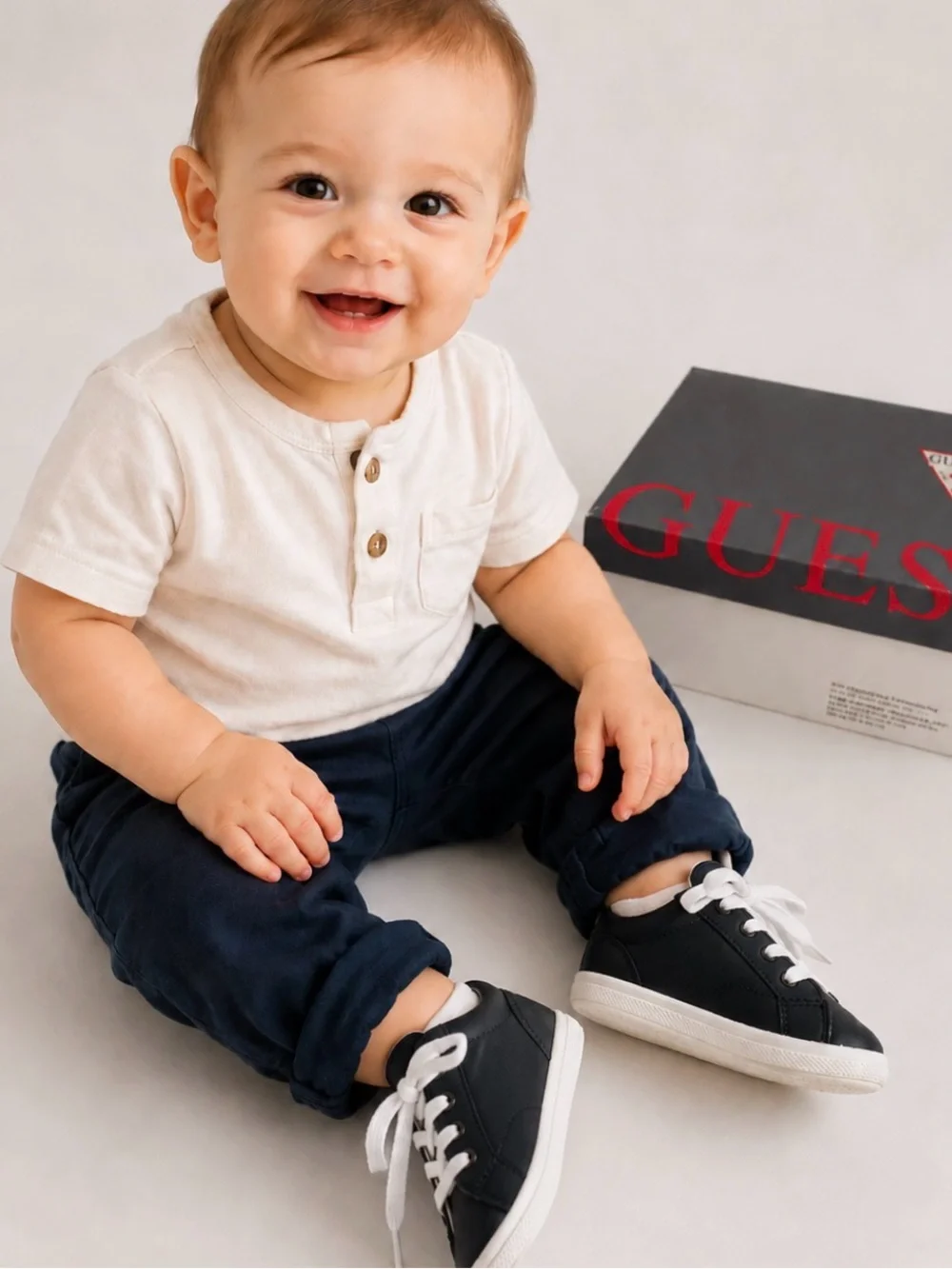 Vintage sneakers 1996 Baby Guess Shoes Size 5 Gently Worn Black White